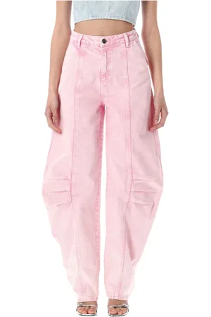 ROTATE Femme, Jeans, Rose, Taille: 36 FR Pantalon Denim Cargo Rose Coupe Large