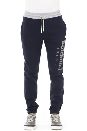 BALDININI Homme, Pantalons, Bleu, Taille: M Pantalon de Sport en Coton à Taille Élastique