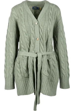 Ralph Lauren Femme, Pulls, Vert, Taille: 42 FR Cardigan Long en Laine Cachemire