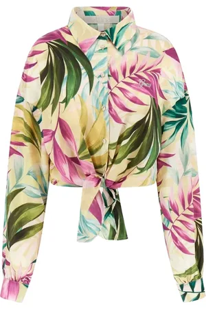 Guess Femme, Blouses et Chemises, Multicolore, Taille: 42 FR Chemisier Tropical Jun