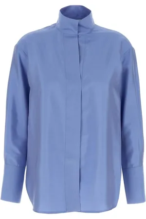 ALBERTO BIANI Femme, Blouses et Chemises, Bleu, Taille: 44 FR Chemise Bleu Bleuet Col Haut Élégant