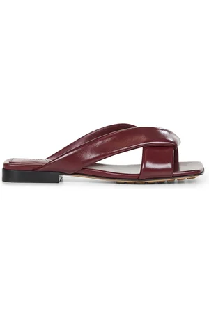 Bottega Veneta Femme, Chaussures, Rouge, Taille: 38 1/2 EU Sandales en cuir bordeaux