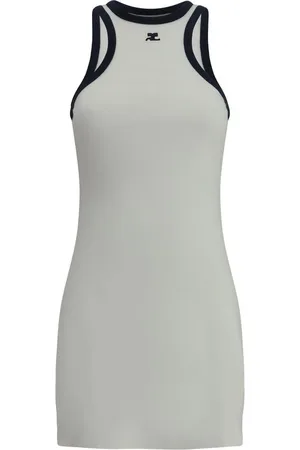 Courrèges Femme, Robes, Blanc, Taille: 38 FR Robe Mini sans Manches en Coton