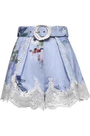 ZIMMERMANN Femme, Shorts, Multicolore, Taille: 40 FR Shorts avec ceinture et dentelle florale
