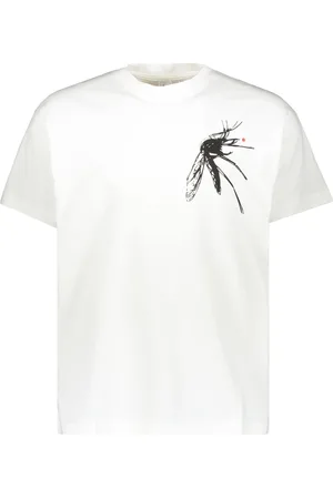 Random Identities Homme, Tops, Blanc, Taille: S T-shirt en coton à col rond côtelé