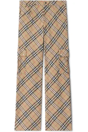 Burberry Femme, Pantalons, Brun, Taille: 32 FR Pantalon marron en lin et coton