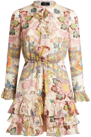 Etro Femme, Robes, Multicolore, Taille: 38 FR Élégante Robe Mini en Soie Design Chic