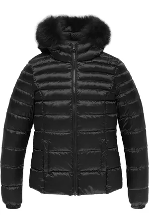 RefrigiWear Femme, Vestes, Noir, Taille: 42 FR Veste Femme en Nylon Noir avec Capuche en Fourrure