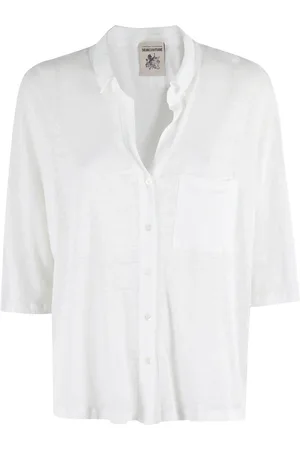 SEMICOUTURE Femme, Blouses et Chemises, Blanc, Taille: 38 FR Polo en Lin Blanc