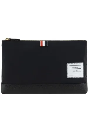 Thom Browne Homme, Sacs, Noir, Taille: ONE Size Sac Pochette avec Logo Iconique