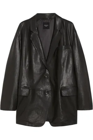 Max Mara Femme, Vestes, Noir, Taille: 36 FR Blazer en cuir noir Coupe oversize
