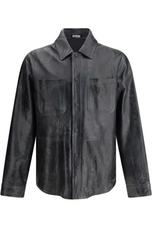 Dolce & Gabbana Homme, Vestes, Noir, Taille: L Veste en Cuir Vintage avec Col Classique