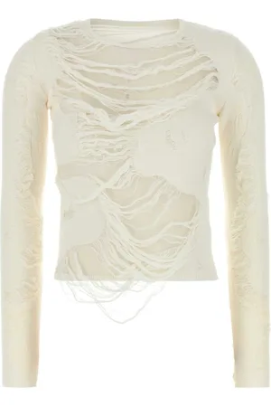 Maison Margiela Femme, Pulls, , Taille: 38 FR Pull en Mélange de Coton Ivoire