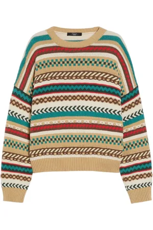 Max Mara Femme, Pulls, Multicolore, Taille: 42 FR Pull en coton à manches longues Fair Isle