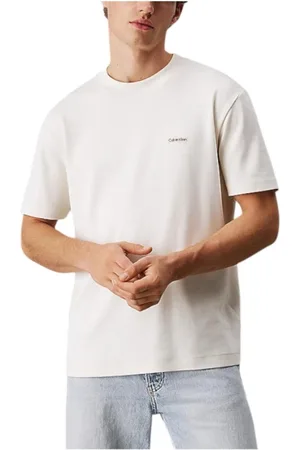 Calvin Klein Homme, Tops, Blanc, Taille: M T-shirt Étiquette Minimaliste