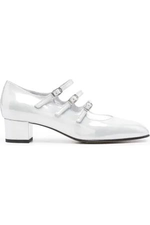 Carel Femme, Chaussures, Blanc, Taille: 37 EU Escarpins en Cuir Argent avec Bretelles Réglables