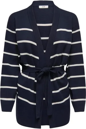 JACQUELINE DE YONG Femme, Pulls, Bleu, Taille: 40 FR Cardigan à Rayures Tricot