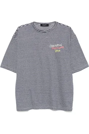 Dsquared2 Homme, Tops, Bleu, Taille: M T-shirt à Rayures Bleu Marine Col Rond