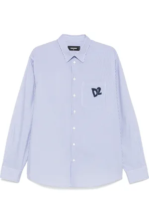 Dsquared2 Femme, Blouses et Chemises, Bleu, Taille: 34 FR Chemise Bleue à Boutons Style Classique