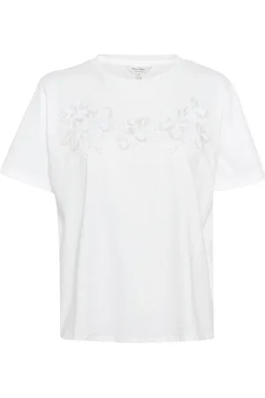 Part Two Femme, Tops, Blanc, Taille: 42 FR T-shirt blanc orné de perles et de paillettes