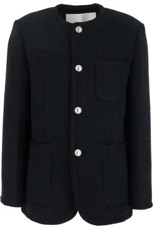 DUNST Femme, Vestes, Noir, Taille: 38 FR Veste Tweed Oversize Sans Col Noir