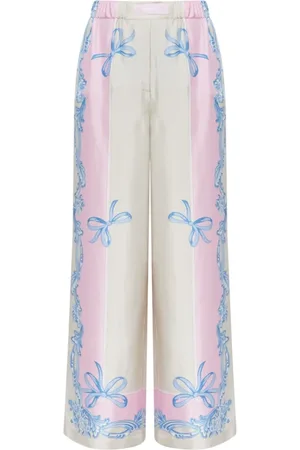 VERSACE Femme, Pantalons, Multicolore, Taille: 40 FR Pantalon de soie multicolore style pyjama