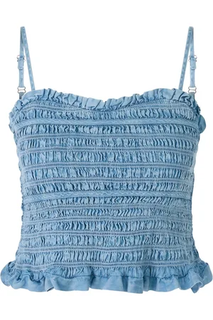 Marc Cain Femme, Tops, Bleu, Taille: 38 FR Bustier à smocks