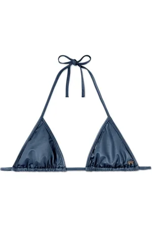 Palm Angels Femme, Maillots de bain, Bleu, Taille: 40 FR Haut de Bikini Triangle Métallique pour Femmes