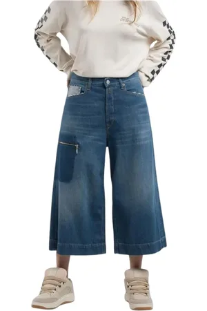 Replay Femme, Jeans, Bleu, Taille: W26 Jean Large Court