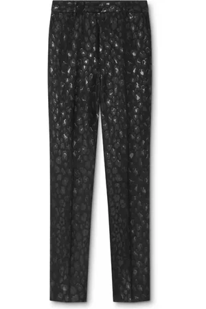 VERSACE Homme, Pantalons, Noir, Taille: L Pantalon Noir à Imprimé Léopard