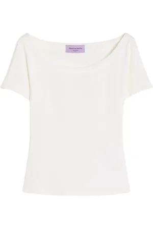 Max Mara Femme, Tops, Blanc, Taille: 40 FR Haut en coton stretch Virtus Ivoire