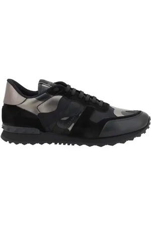 VALENTINO GARAVANI Homme, Chaussures, Noir, Taille: 40 1/2 EU Baskets en Cuir Camouflage Lacées