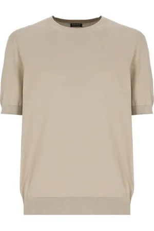 Ermenegildo Zegna Homme, Pulls, , Taille: L T-shirt en Coton Col Rond Manches Courtes