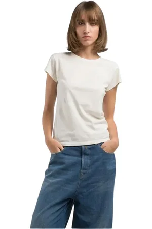 Replay Femme, Tops, Blanc, Taille: 38 FR T-shirt Aloha Donna avec Impression au Dos