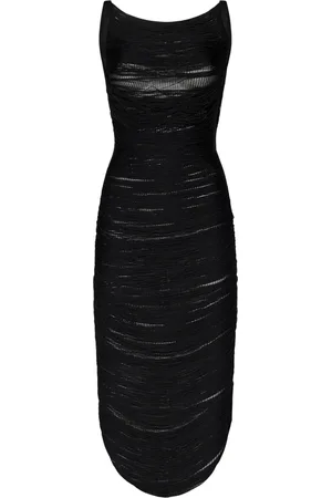 The Attico Femme, Robes, Noir, Taille: 38 FR Robe Midi Noire en Tricot à Franges