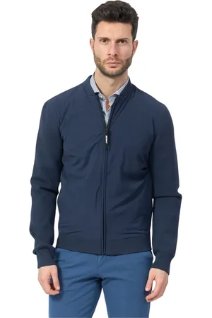 ECOALF Homme, Vestes, Bleu, Taille: M Manteau bleu avec fermeture éclair complète et détail logo