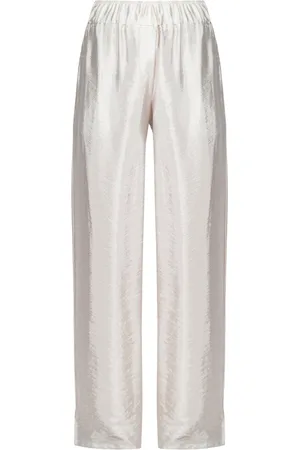 Mauro Grifoni Femme, Pantalons, Blanc, Taille: 38 FR Pantalon Large en Shantung avec Taille Élastique