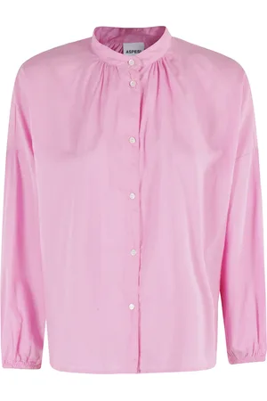 Aspesi Femme, Blouses et Chemises, Rose, Taille: 36 FR Chemise Rose en Coton avec Col Mandarin