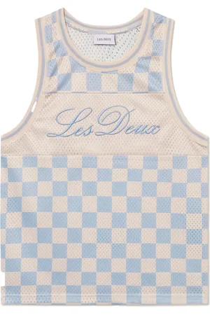 Les Deux Homme, Tops, Multicolore, Taille: M Débardeur en maille Silas - Ivoire/Bleu