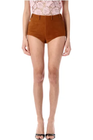Self-Portrait Femme, Shorts, Brun, Taille: 36 FR Shorts ajustés en daim marron Ss25