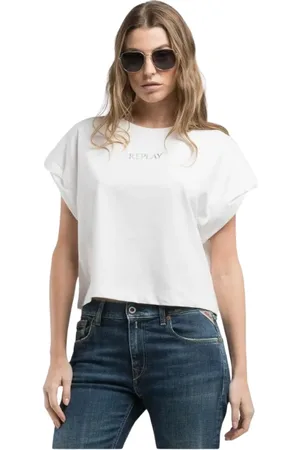 Replay Femme, Tops, Blanc, Taille: 36 FR T-shirt à manches courtes Femme