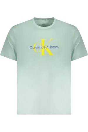 Calvin Klein Homme, Tops, Vert, Taille: XL T-shirt à col rond imprimé Vert