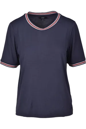 FAY Femme, Tops, Bleu, Taille: 38 FR T-shirt Casual en Viscose et Élasthanne