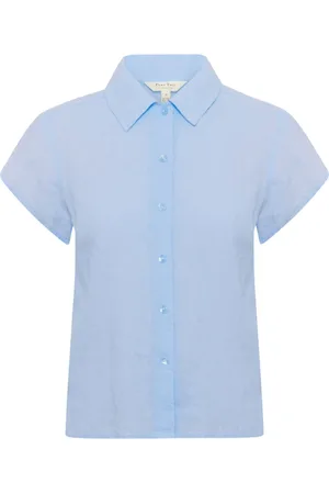 Part Two Femme, Blouses et Chemises, Bleu, Taille: 34 FR Heather chemisier à manches courtes