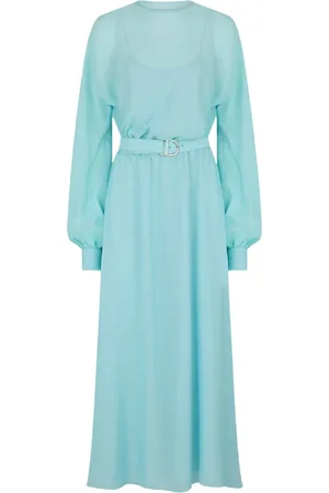 RAQUEL DINIZ Femme, Robes, Bleu, Taille: 38 FR Robe en Chiffon de Soie Bleu Ciel