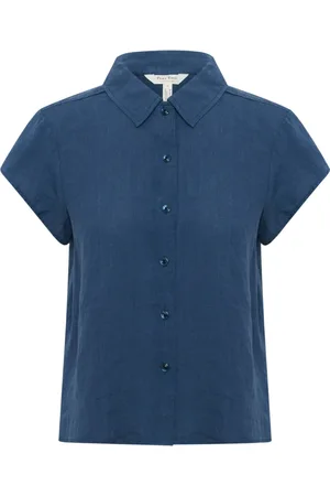 Part Two Femme, Blouses et Chemises, Bleu, Taille: 40 FR Chemisier à Manches Courtes Oceana