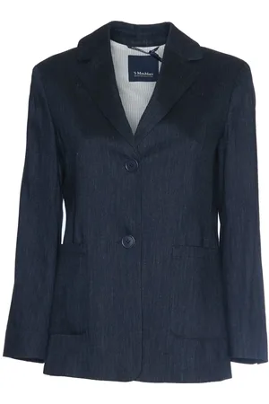 Max Mara Femme, Vestes, Bleu, Taille: 36 FR Blazer en Lin Bleu Veste Femme