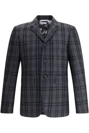 Thom Browne Homme, Vestes, Noir, Taille: L Blazer en Laine à Carreaux