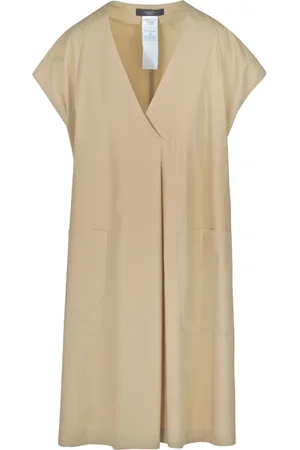 Max Mara Femme, Robes, , Taille: 40 FR Robe en popeline à col en V avec passants pour ceinture