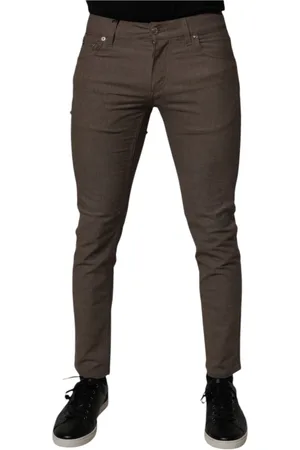 Dolce & Gabbana Homme, Pantalons, Brun, Taille: S Pantalon Chino en Coton Stretch Marron